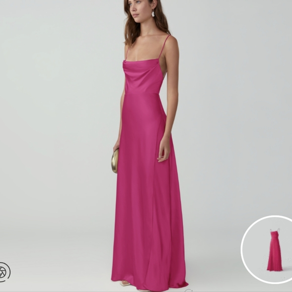 Fame and Partners Strappy Draped Gown in Hot Pink size 4 NWT - Picture 8 of 9